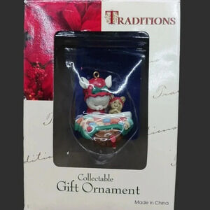 Traditions christmas ornament visions of sugarplums 2 mice nutshell